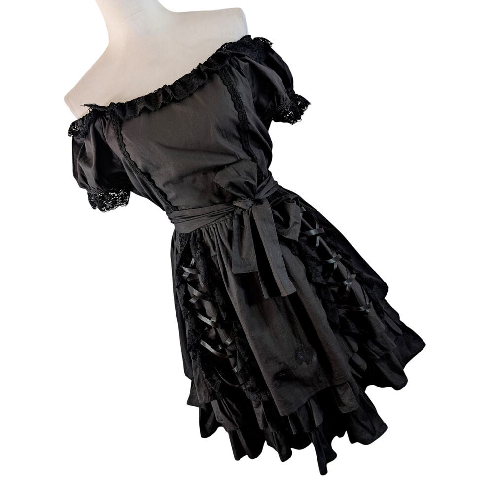 COSTUME! OLD TIME GERMAN SERVING GIRL/BARMAID BLACK ELABORATE DRESS! SIZE M